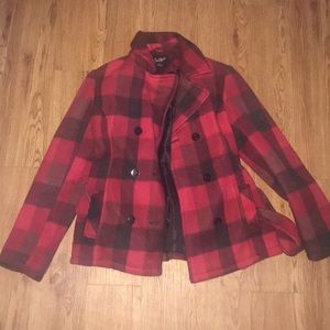 Red and Black Plaid Peacoat Jacket!!